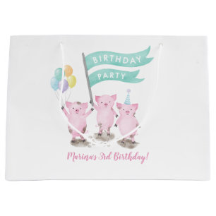 Rosa Piggys Kindergeburtstag-Tasche Große Geschenktüte