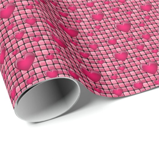 Rosa Pile mit Herz Geschenkpapier (Rolleneckpunkt)