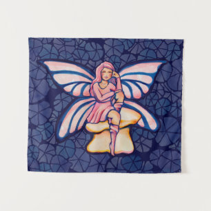 Rosa Pilz Fairy Watercolor Kunstgewerbe Wandteppich