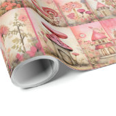 Rosa Pilze Geschenkpapier (Rolleneckpunkt)