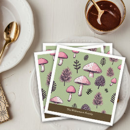 Rosa Pilze Rustikaler Erntedank Persönlich Serviette