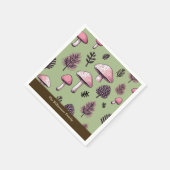 Rosa Pilze Rustikaler Erntedank Persönlich Serviette (Ecke)