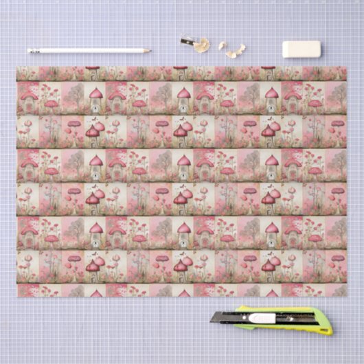 Rosa Pilze Seidenpapier (Handwerk)