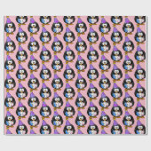 Rosa Pinguin-Geburtstags-Geschenk-Verpackung Geschenkpapier (Flach)