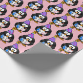 Rosa Pinguin-Geburtstags-Geschenk-Verpackung Geschenkpapier (Ecke)