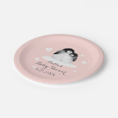 Rosa Pinguin-Papierplatte Pappteller (Schrägansicht)