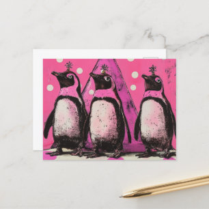 Rosa Pinguine Postkarte