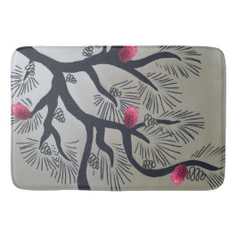 Rosa Pinienbäume und stilisierte Kiefernbäume Badematte