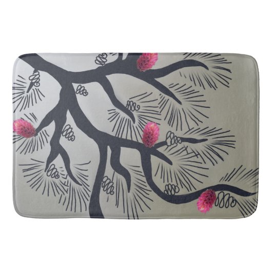 Rosa Pinienbäume und stilisierte Kiefernbäume Badematte (Vorderseite)