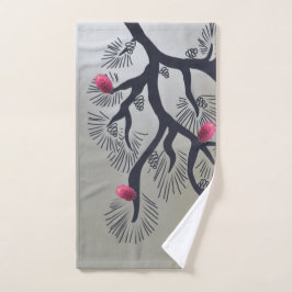 Rosa Pinienbäume und stilisierte Kiefernbäume Badhandtuch Set