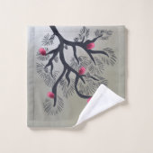 Rosa Pinienbäume und stilisierte Kiefernbäume Badhandtuch Set (Waschlappen)