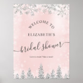 Rosa Pinienkiefer mit Silberblüte Brautparty Poster (Vorne)