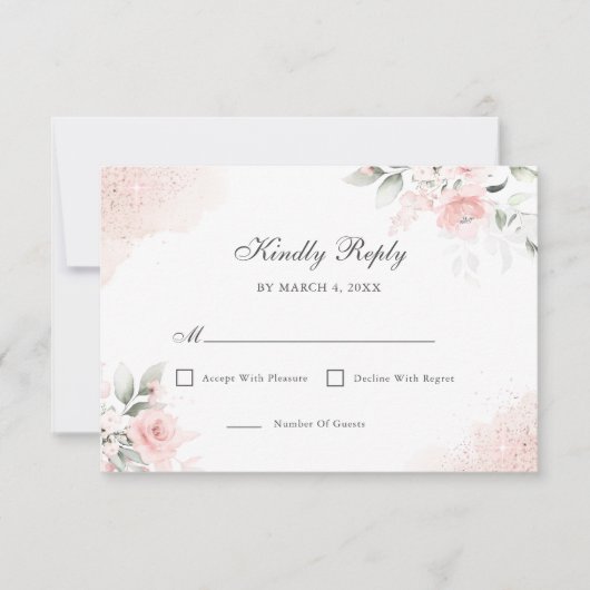 Rosa Pink Blush RSVP Karte (Vorderseite)