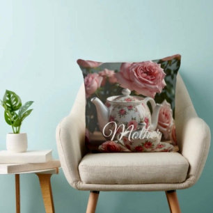 Rosa 'Pink Cabbage Rose Tea'-Kissen Kissen