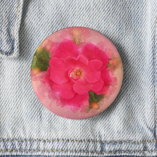 Rosa Pink  Florale Aquarell Button