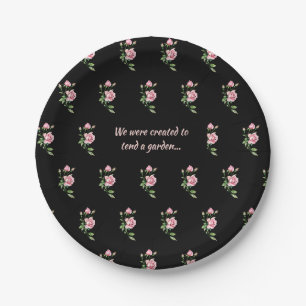 Rosa Pink Flower Christian Quote Sagen Garten Pappteller