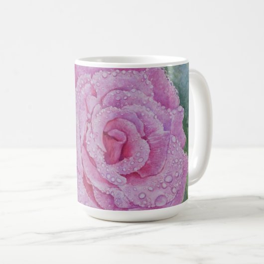 Rosa Pink mit Regentropfen  Kaffeetasse (VorderseiteRechts)