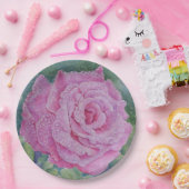 Rosa Pink mit Regentropfen Pappteller (Party)
