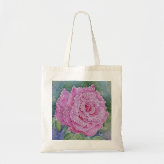 Rosa Pink mit Regentropfen Tragetasche (Vorne)