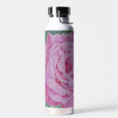 Rosa Pink mit Regentropfen  Trinkflasche (Links)