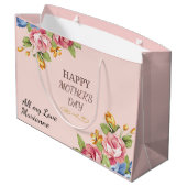 Rosa Pink Muttertagssegen Große Geschenktüte (Rückseite Schrägansicht)