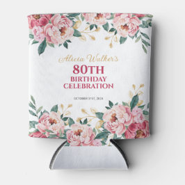 Rosa Pink Peony Blume Gold Leaf Geburtstag Dosenkühler