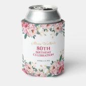 Rosa Pink Peony Blume Gold Leaf Geburtstag Dosenkühler (Kanne Rückseite)