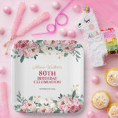 Rosa Pink Peony Blume Gold Leaf Geburtstag Pappteller (Party)