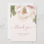 Rosa Pink Peony Blume mit Foto Danke Karte (Vorderseite)