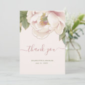 Rosa Pink Peony Blume mit Foto Danke Karte (Stehend Vorderseite)