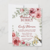 Rosa Pink Peony Champagne Brunch & Bubbly Inv Einladung (Vorderseite)