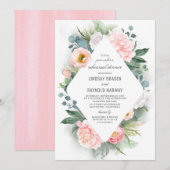 Rosa Pink Peony Frame Probe Abendessen Einladung (Vorne/Hinten)