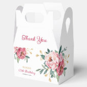 Rosa Pink Peony Gold Leaf Rustikale Flora Geburtst Geschenkschachtel (Geöffnet)