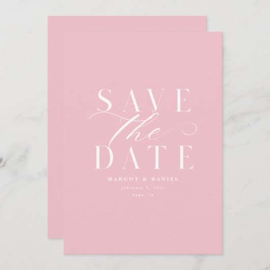 Rosa Pink Peony Simple Save the Date No Foto QR (Vorne/Hinten)