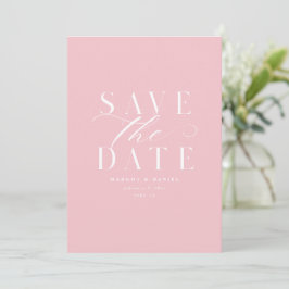 Rosa Pink Peony Simple Save the Date No Foto QR