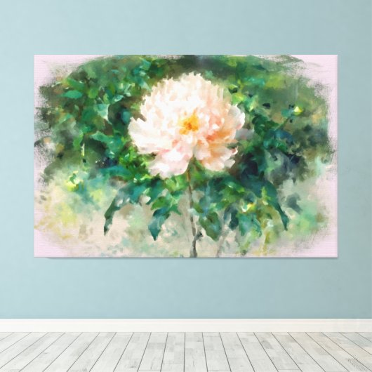 *~* Rosa Pink Peony TV2 Stretched Canvas Print Leinwanddruck (Insitu (Holzboden))