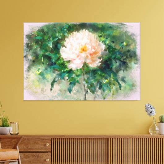 *~* Rosa Pink Peony TV2 Stretched Canvas Print Leinwanddruck (Insitu (Wohnzimmer))