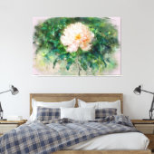 *~* Rosa Pink Peony TV2 Stretched Canvas Print Leinwanddruck (Insitu (Schlafzimmer))