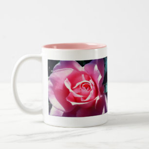 Rosa Pink-Rosen-Blüten-Tasse Zweifarbige Tasse