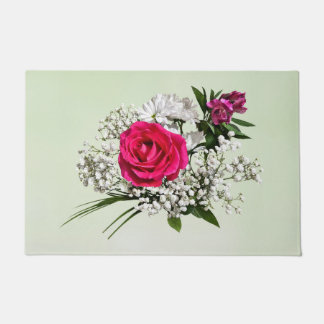 Rosa Pink umgeben von Baby’s Breath Fußmatte