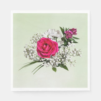 Rosa Pink umgeben von Baby’s Breath Serviette