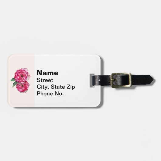 Rosa Pink und Weiß Gepäckanhänger (Vorderseite horizontal)