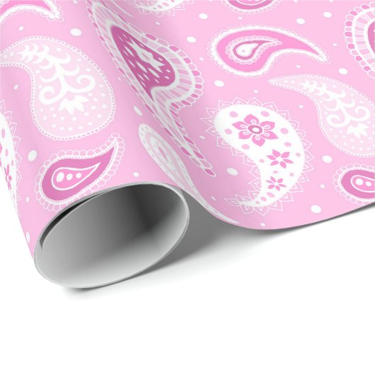 Rosa pinkfarbenes Paisley-Muster-Packpapier Geschenkpapier (Rolleneckpunkt)
