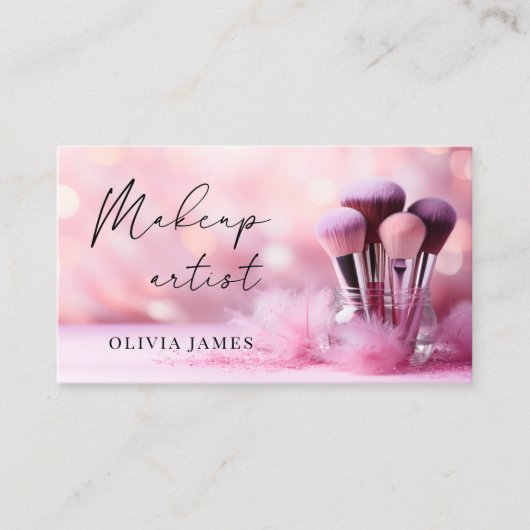 Rosa Pinsel Makeup Artist Cosmetic Visitenkarte (Vorderseite)