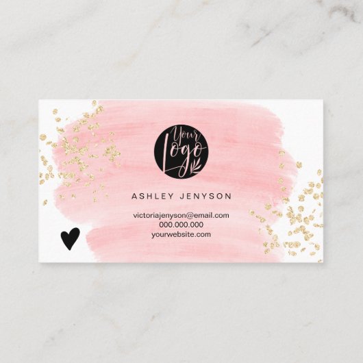 Rosa Pinselpinsel Gold Glitzer Logo-Bestellung Dan Visitenkarte (Rückseite)