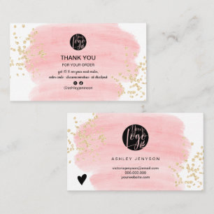 Rosa Pinselpinsel Gold Glitzer Logo-Bestellung Dan Visitenkarte
