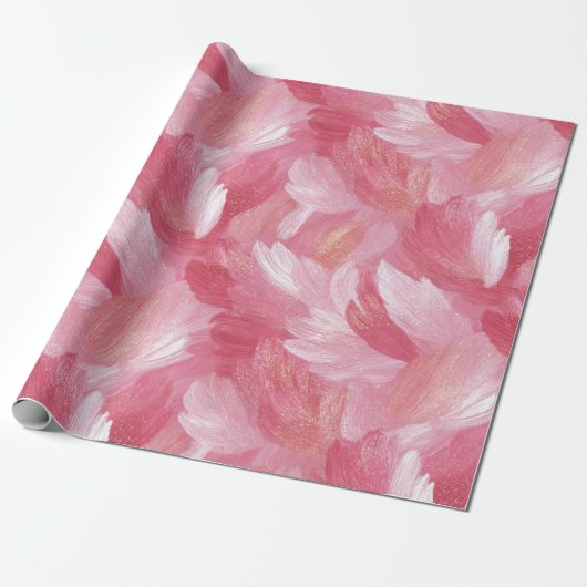 Rosa Pinselstrich Glitter Abstract Muster Geschenkpapier (Ungerollt)