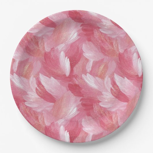 Rosa Pinselstrich Glitter Abstract Muster Pappteller (Vorderseite)