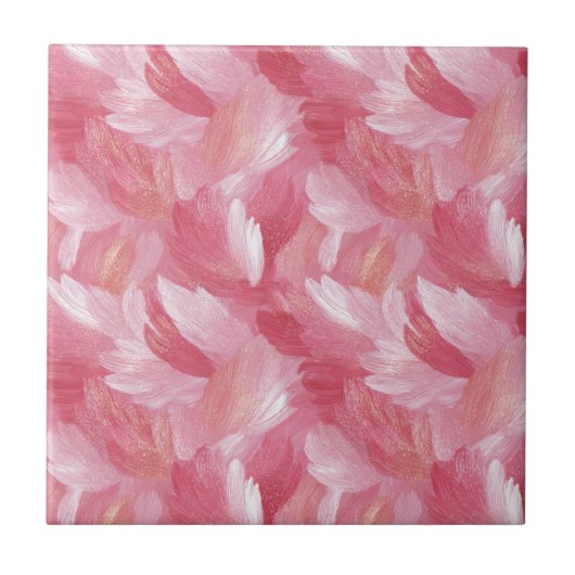 Rosa Pinselstrich Glitter Abstractes Muster Fliese (Vorderseite)