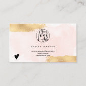 Rosa Pinselstrich Gold Pinsel Logo Ordnung danke Visitenkarte (Rückseite)